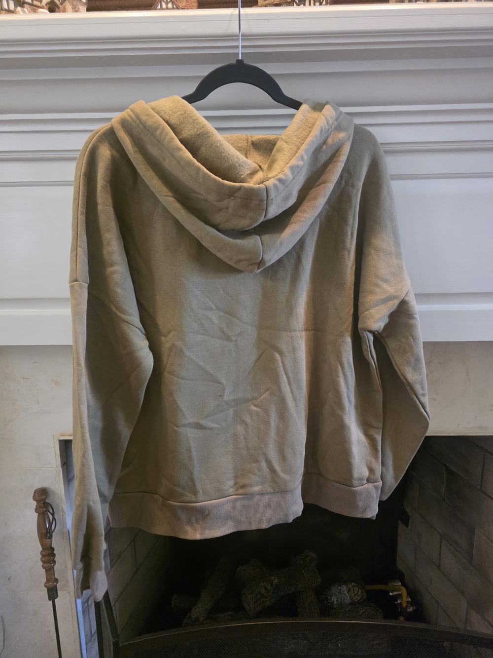 Zenana Outfitters Olive Green Zip Hoodie with Cream Drawstrings - Picture 2 of 4